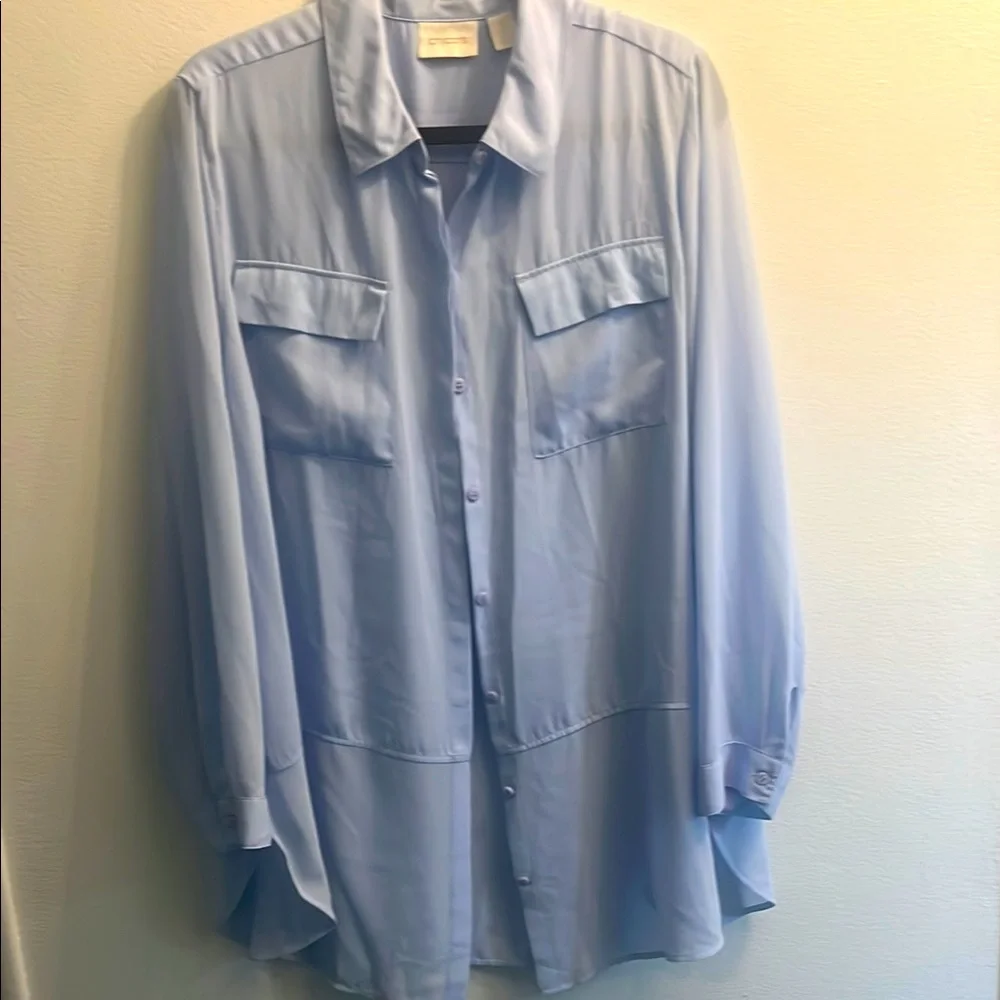 Chico's Soft Blue Collared Shirt- Size 3